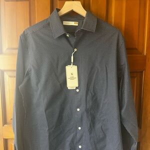 Hart Schaffner Marx Navy Shirt with White Microdot Pattern